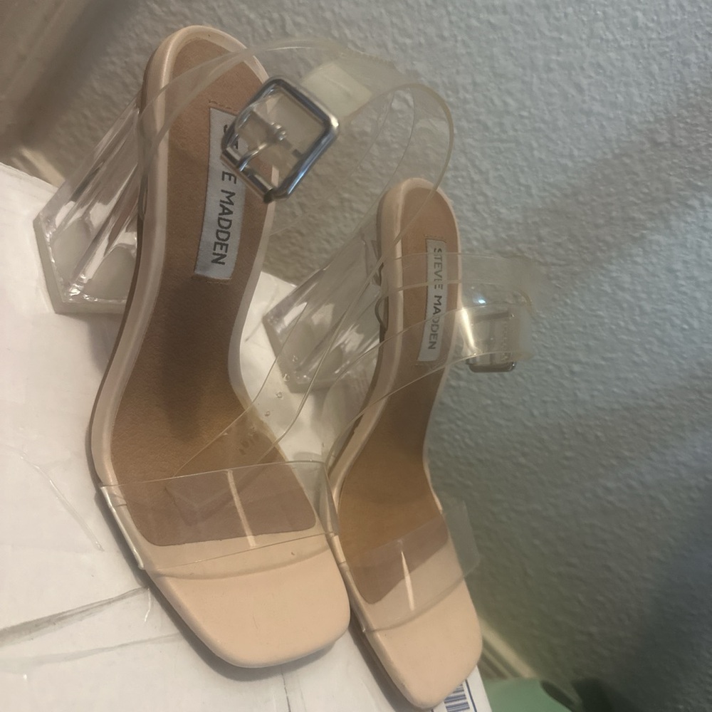Steve Madden Clear and Nude Heels